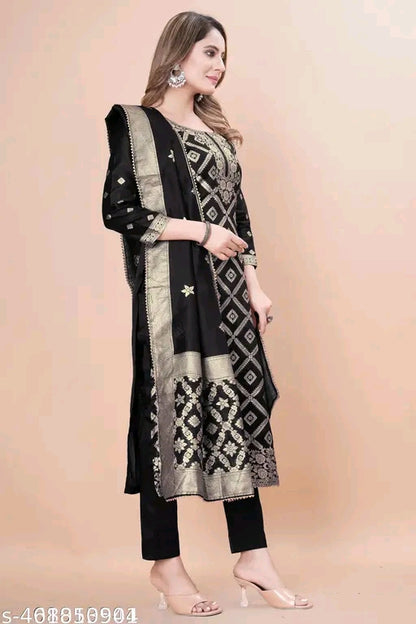 Leafsy Trendy Jacquard Silk Suit Dress Material for Women